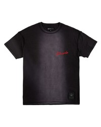 T-shirt girocollo ricamata nera di purple brand