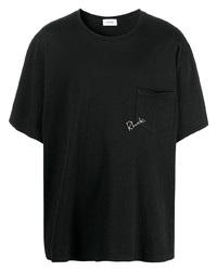 T-shirt girocollo ricamata nera di Rhude