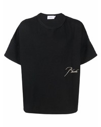 T-shirt girocollo ricamata nera di Rhude