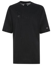 T-shirt girocollo ricamata nera di Rick Owens