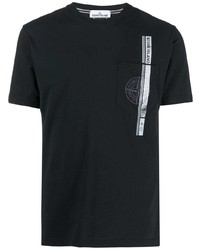 T-shirt girocollo ricamata nera di Stone Island