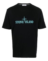 T-shirt girocollo ricamata nera di Stone Island