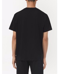 T-shirt girocollo ricamata nera di Burberry