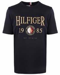 T-shirt girocollo ricamata nera di Tommy Hilfiger