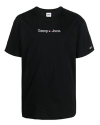 T-shirt girocollo ricamata nera di Tommy Jeans