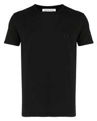 T-shirt girocollo ricamata nera di Trussardi