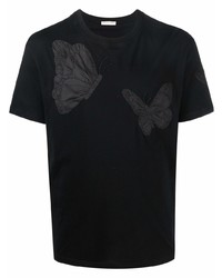 T-shirt girocollo ricamata nera di Valentino