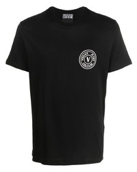 T-shirt girocollo ricamata nera di VERSACE JEANS COUTURE