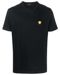 T-shirt girocollo ricamata nera di Versace