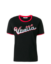 T-shirt girocollo ricamata nera di Vivetta