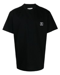 T-shirt girocollo ricamata nera di Wooyoungmi