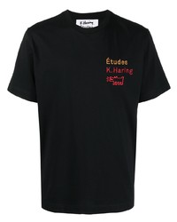 T-shirt girocollo ricamata nera di Études