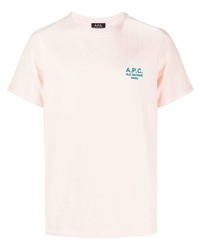 T-shirt girocollo ricamata rosa di A.P.C.