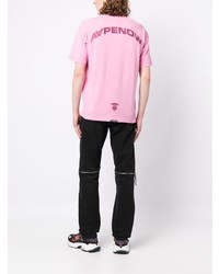T-shirt girocollo ricamata rosa di AAPE BY A BATHING APE