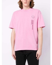 T-shirt girocollo ricamata rosa di AAPE BY A BATHING APE