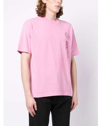 T-shirt girocollo ricamata rosa di AAPE BY A BATHING APE