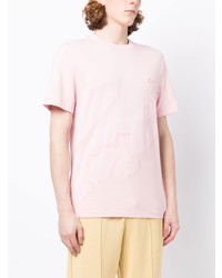 T-shirt girocollo ricamata rosa di Lacoste
