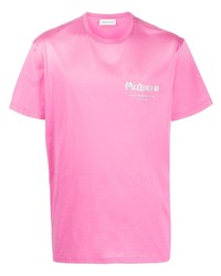 T-shirt girocollo ricamata rosa di Alexander McQueen