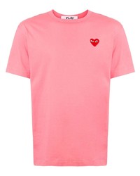 T-shirt girocollo ricamata rosa di Comme Des Garcons Play