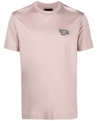 T-shirt girocollo ricamata rosa di Emporio Armani