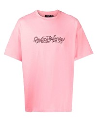 T-shirt girocollo ricamata rosa di FIVE CM