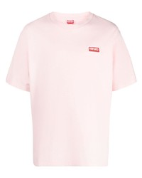 T-shirt girocollo ricamata rosa di Kenzo