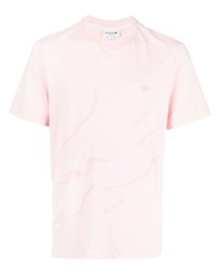 T-shirt girocollo ricamata rosa di Lacoste