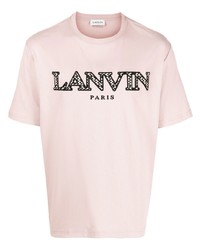 T-shirt girocollo ricamata rosa di Lanvin