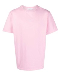 T-shirt girocollo ricamata rosa di MAISON KITSUNÉ