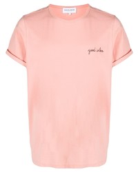 T-shirt girocollo ricamata rosa di Maison Labiche
