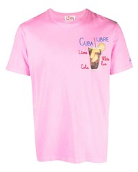 T-shirt girocollo ricamata rosa di MC2 Saint Barth