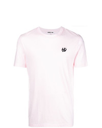 T-shirt girocollo ricamata rosa di McQ Alexander McQueen