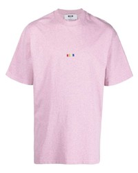 T-shirt girocollo ricamata rosa di MSGM