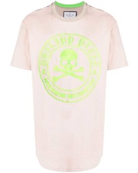 T-shirt girocollo ricamata rosa di Philipp Plein