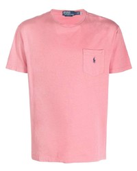 T-shirt girocollo ricamata rosa di Polo Ralph Lauren