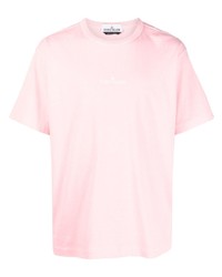 T-shirt girocollo ricamata rosa di Stone Island