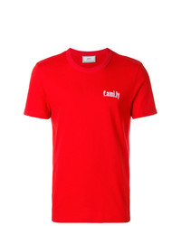 T-shirt girocollo ricamata rossa di AMI Alexandre Mattiussi