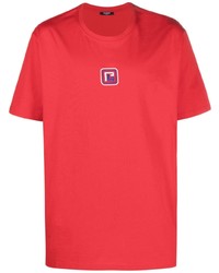 T-shirt girocollo ricamata rossa di Balmain