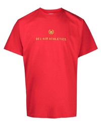 T-shirt girocollo ricamata rossa di BEL-AIR ATHLETICS