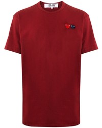 T-shirt girocollo ricamata rossa di Comme Des Garcons Play