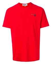 T-shirt girocollo ricamata rossa di Comme Des Garcons Play