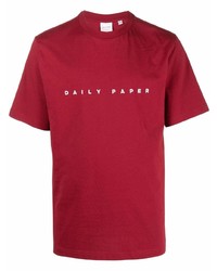 T-shirt girocollo ricamata rossa di Daily Paper