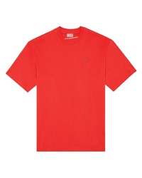 T-shirt girocollo ricamata rossa di Diesel