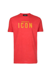 T-shirt girocollo ricamata rossa di DSQUARED2