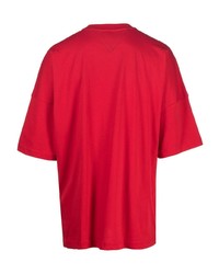 T-shirt girocollo ricamata rossa di Tommy Hilfiger