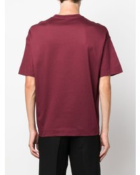 T-shirt girocollo ricamata rossa di Emporio Armani
