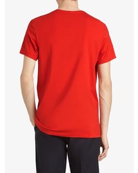 T-shirt girocollo ricamata rossa di Burberry