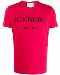 T-shirt girocollo ricamata rossa di Iceberg