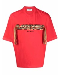T-shirt girocollo ricamata rossa di Lanvin