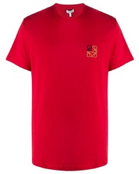 T-shirt girocollo ricamata rossa di Loewe